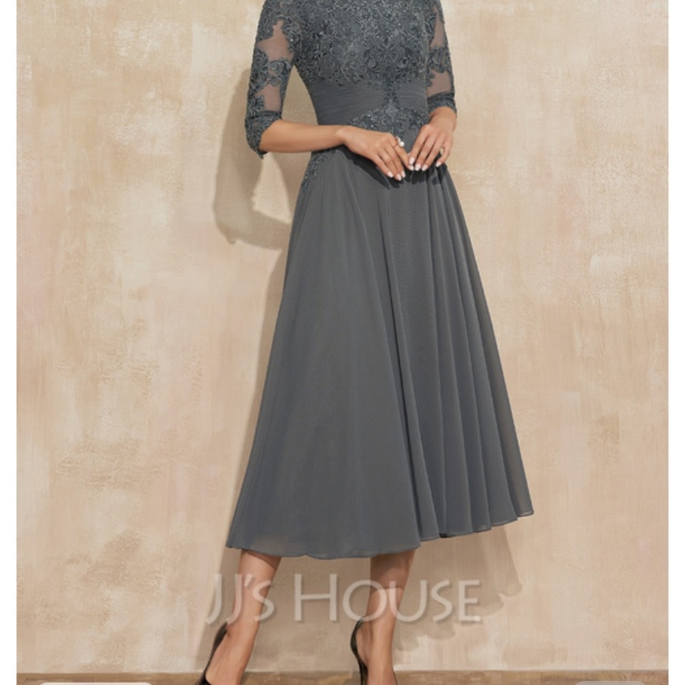 Tea length chiffon dress
